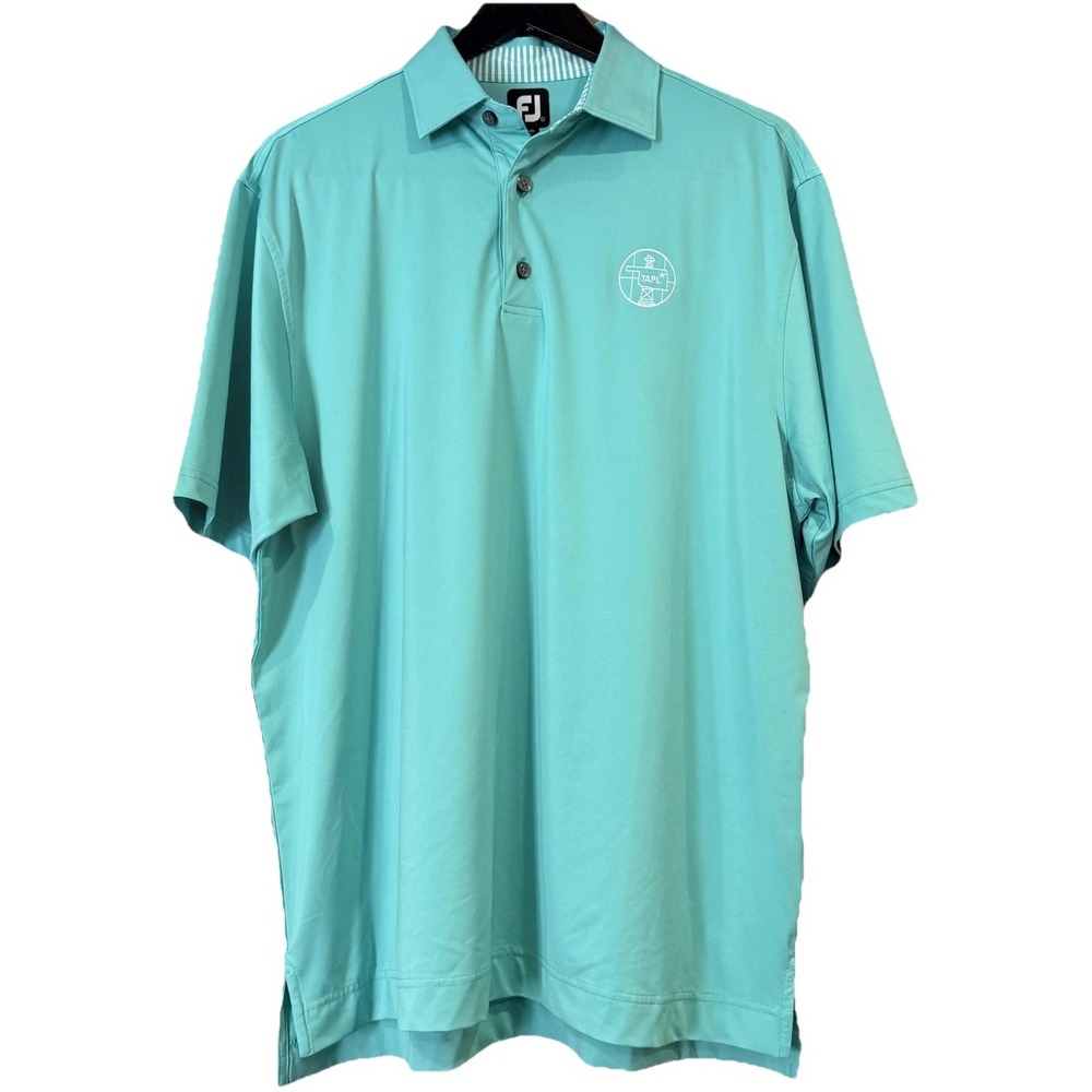 FootJoy Polo Shirt Mens L Aqua TAPL Logo Golf Performance Short Sleeve Foot  Joy